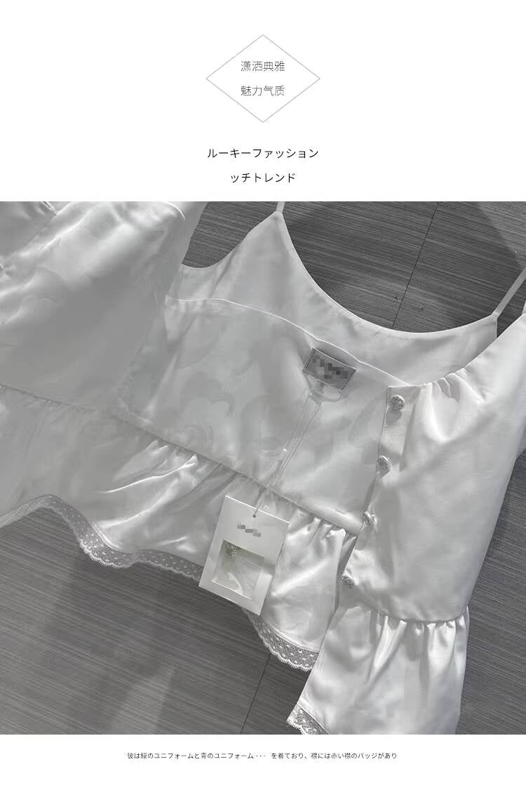 Summer New Little  Style Camisole for Women, Waist-Cinching, Slimming, Age-Reducing, Versatile Lace Trim, Pearl Dot Rhinestone Buckle Small Vest