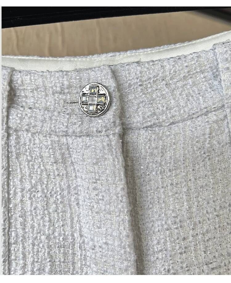 25 New French Style  Suit Jacket Short Pants Dress Socialite Elegant Waist-Cinching Tweed Slimming
