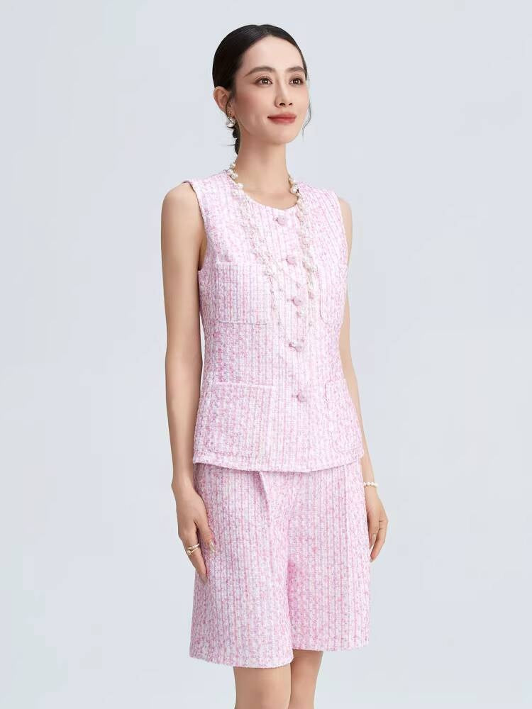 Style Fashionable Trendy High-End Light Luxury Summer Tank Top and Shorts Socialite Elegant Two-Piece Set for Women