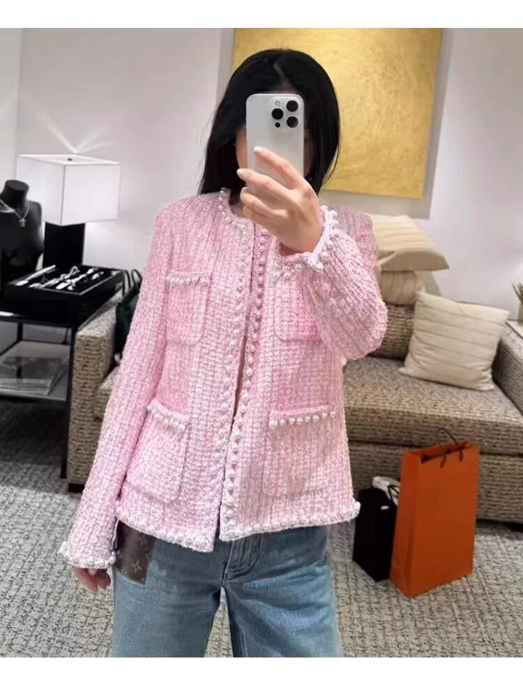 Spring Summer New Style Little  Suit Jacket and Pants Wide-Leg Wool Tweed Elegant Versatile Slimming Socialite Women's Clothing