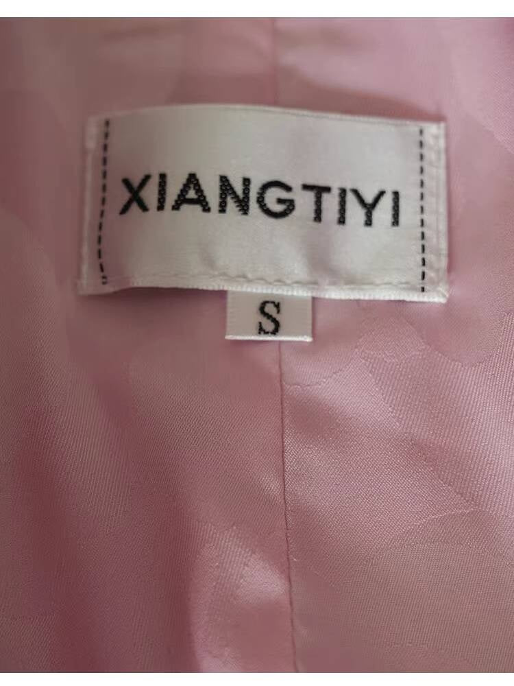 Spring and Autumn Little  Style Socialite Elegant Suit Women's Coat Wide-Leg Mid-Length Pants Wool Tweed High-End Pink Two-Piece Set