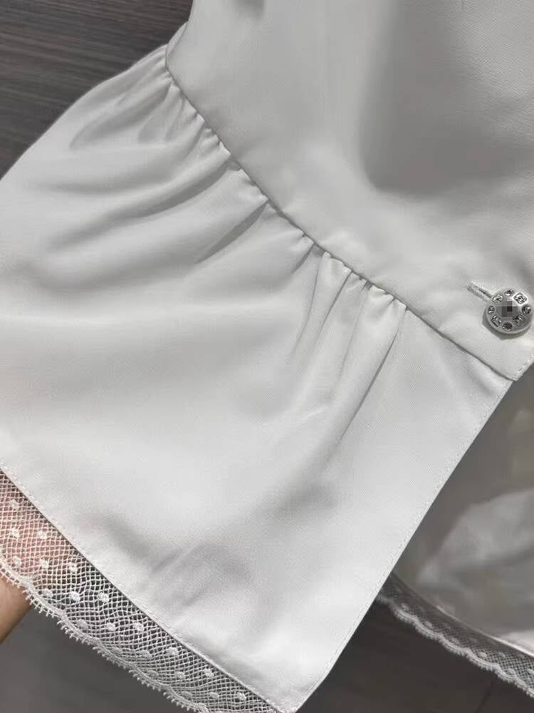 Summer New Little  Style Camisole for Women, Waist-Cinching, Slimming, Age-Reducing, Versatile Lace Trim, Pearl Dot Rhinestone Buckle Small Vest