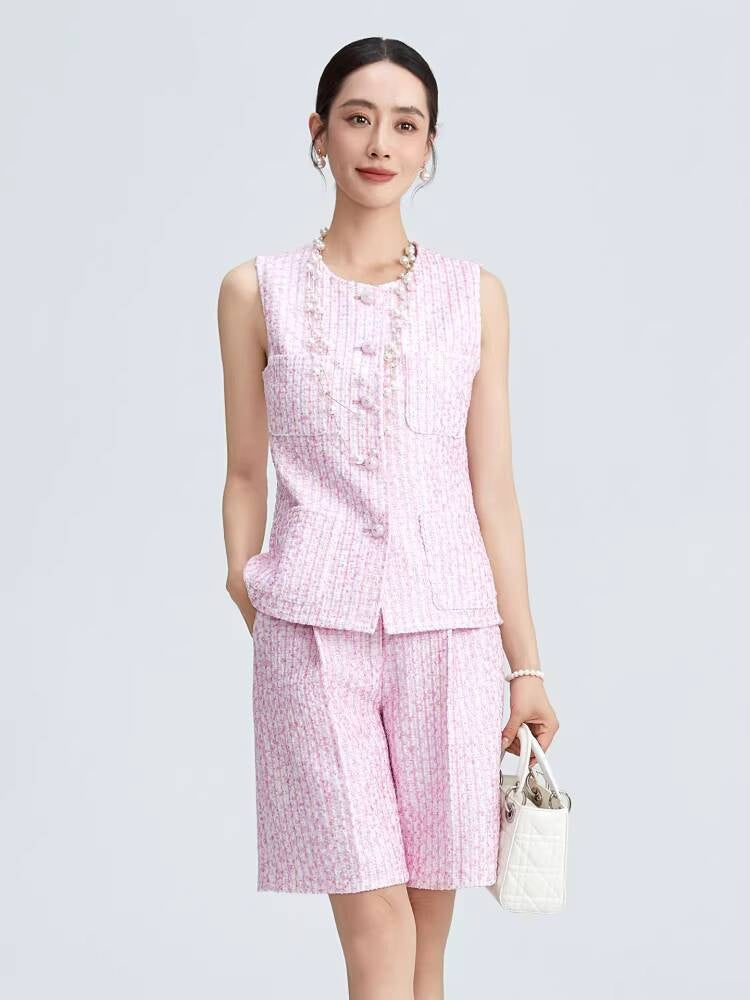 Style Fashionable Trendy High-End Light Luxury Summer Tank Top and Shorts Socialite Elegant Two-Piece Set for Women