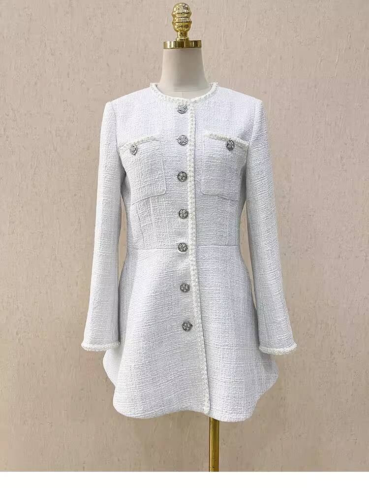 25 New French Style  Suit Jacket Short Pants Dress Socialite Elegant Waist-Cinching Tweed Slimming