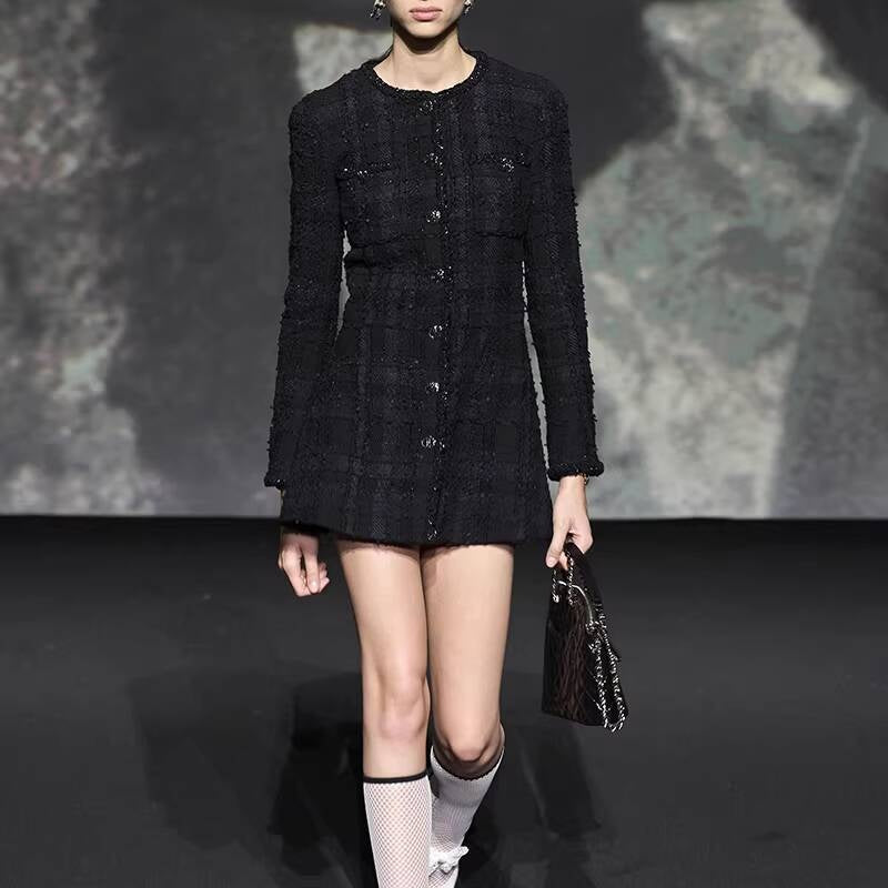 25 New French Style  Suit Jacket Short Pants Dress Socialite Elegant Waist-Cinching Tweed Slimming