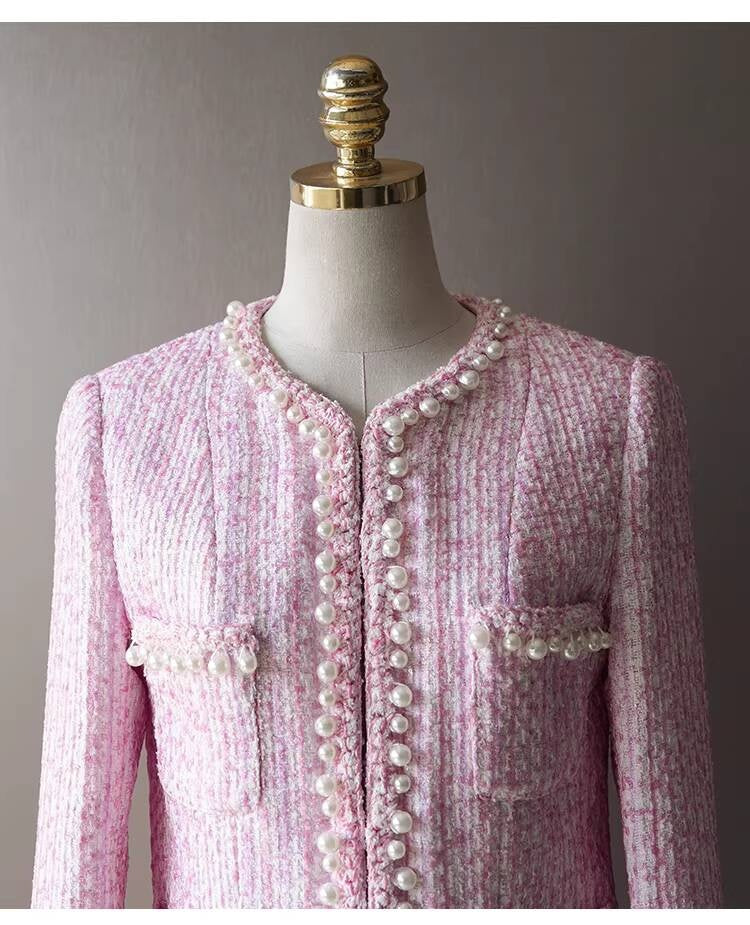 Spring Summer New Style Little  Suit Jacket and Pants Wide-Leg Wool Tweed Elegant Versatile Slimming Socialite Women's Clothing