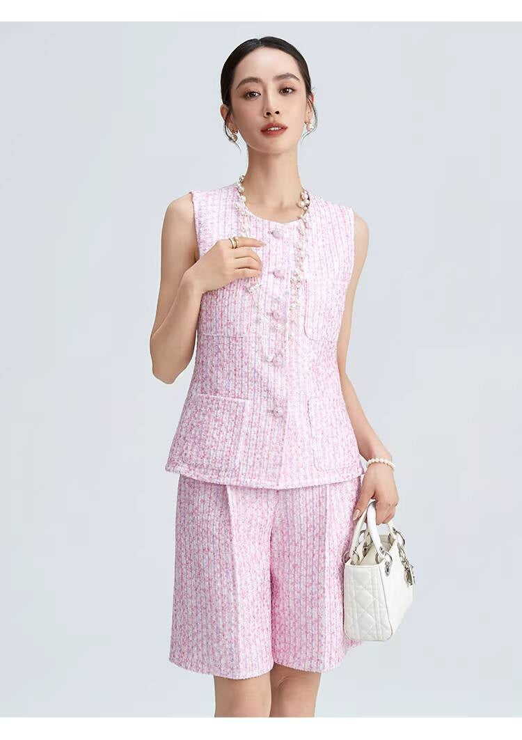 Style Fashionable Trendy High-End Light Luxury Summer Tank Top and Shorts Socialite Elegant Two-Piece Set for Women