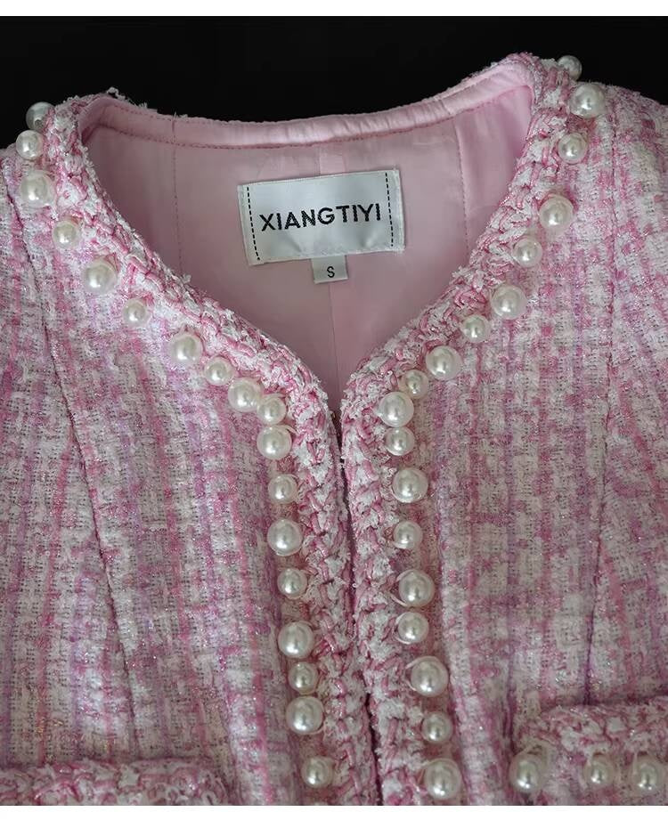Spring Summer New Style Little  Suit Jacket and Pants Wide-Leg Wool Tweed Elegant Versatile Slimming Socialite Women's Clothing
