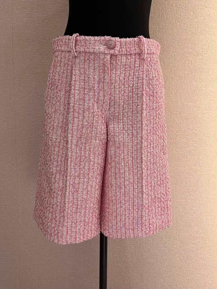 Spring Summer New Style Little  Suit Jacket and Pants Wide-Leg Wool Tweed Elegant Versatile Slimming Socialite Women's Clothing