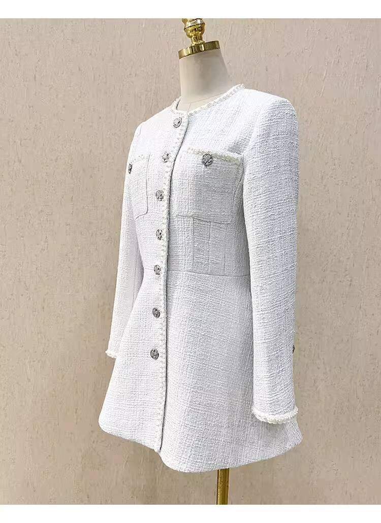 25 New French Style  Suit Jacket Short Pants Dress Socialite Elegant Waist-Cinching Tweed Slimming