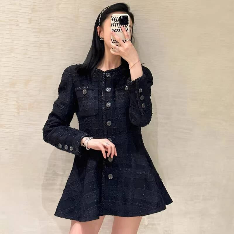 25 New French Style  Suit Jacket Short Pants Dress Socialite Elegant Waist-Cinching Tweed Slimming