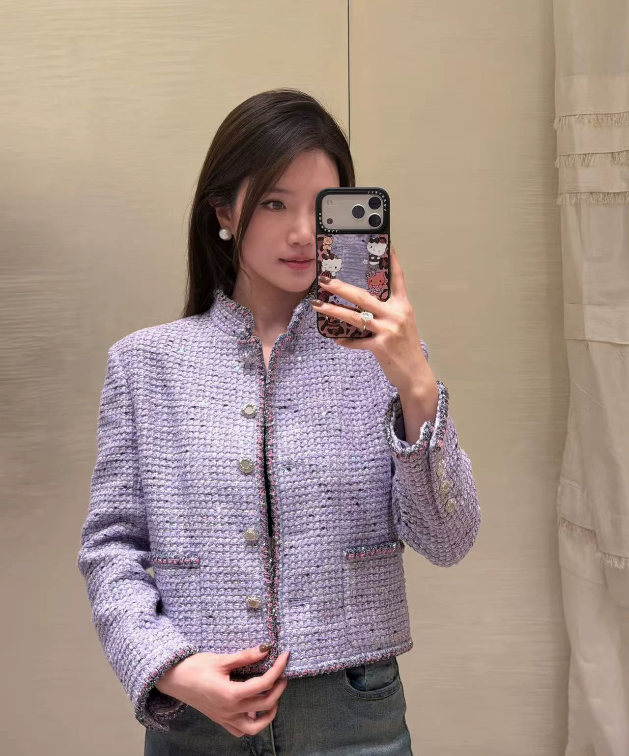 2026 early spring law high sense heavy industry weaving embroidery celebrity temperament thousand gold wind purple fine flash short coat women