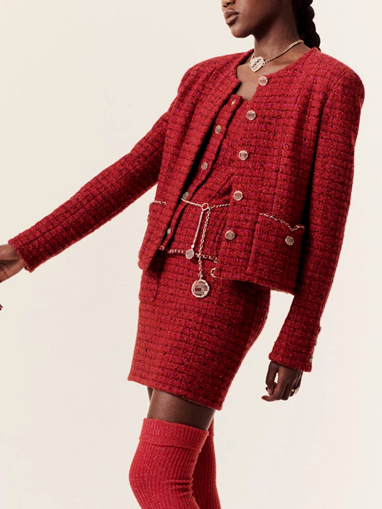 French light luxury tweed suit jacket skirt tube top celebrity thin skirt high-end women's clothing