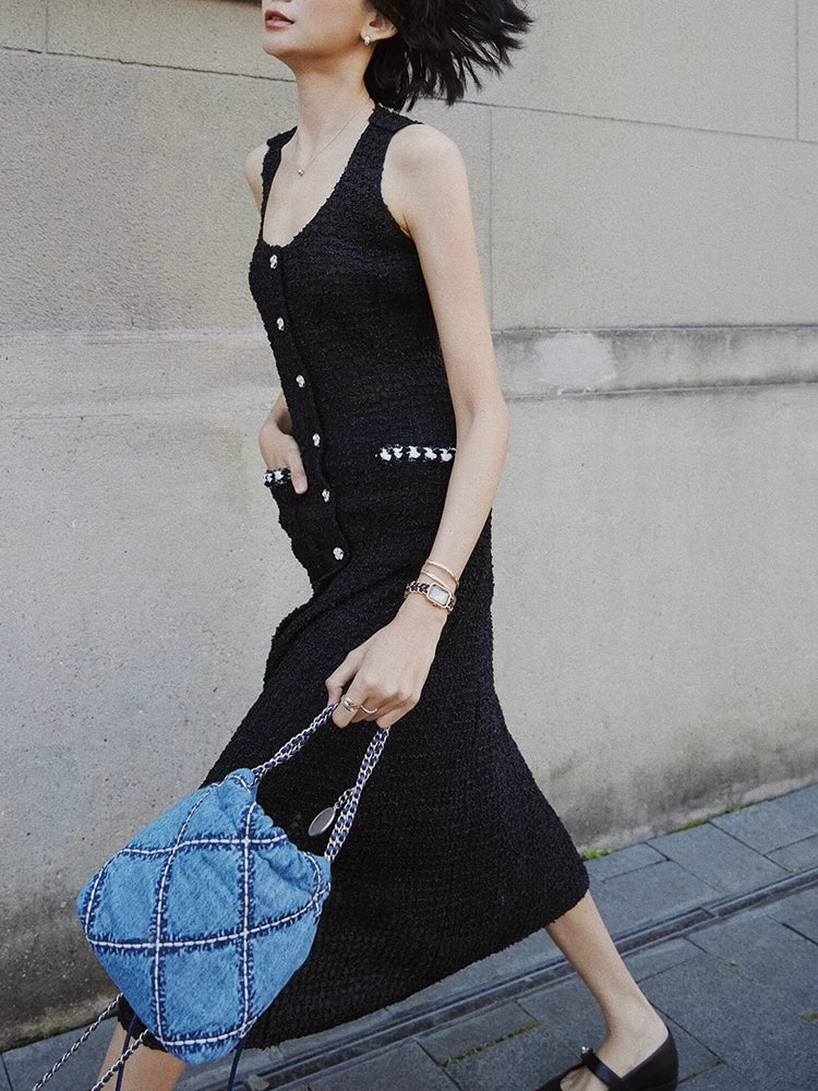 Star Jenny same dress, women's dress, silk embroidery, slim and thin, high-end medium and long suspenders