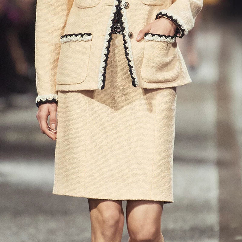 Early autumn suit, coat, skirt, thin mid-skirt, high-end tweed celebrity top, skirt, women's clothing