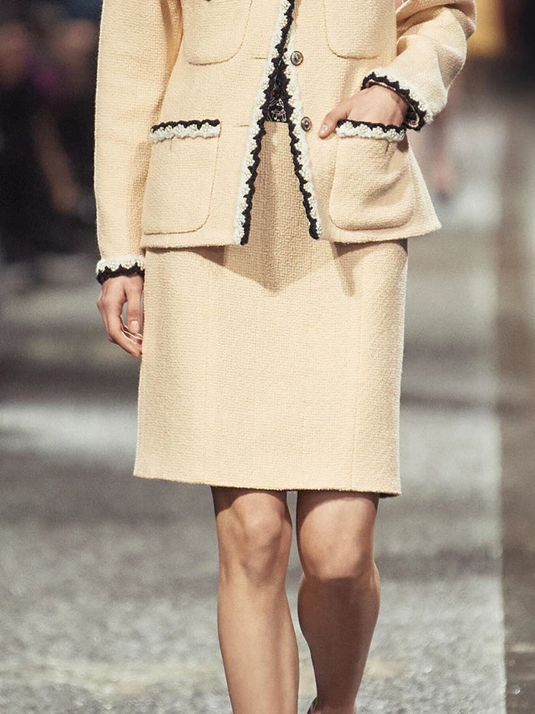 Early autumn suit, coat, skirt, thin mid-skirt, high-end tweed celebrity top, skirt, women's clothing