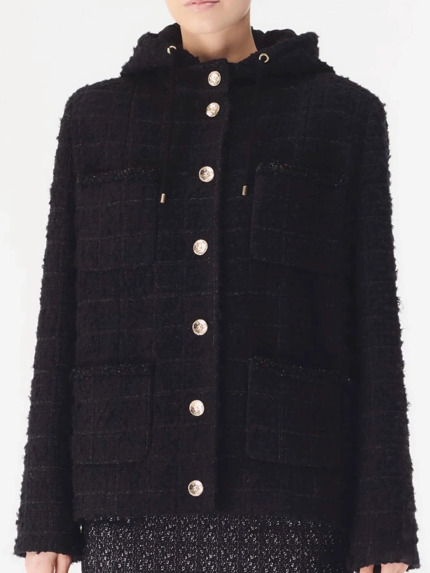 Autumn and winter jacket jacket women's hooded top high-end temperament socialite heavy industry woven tweed new