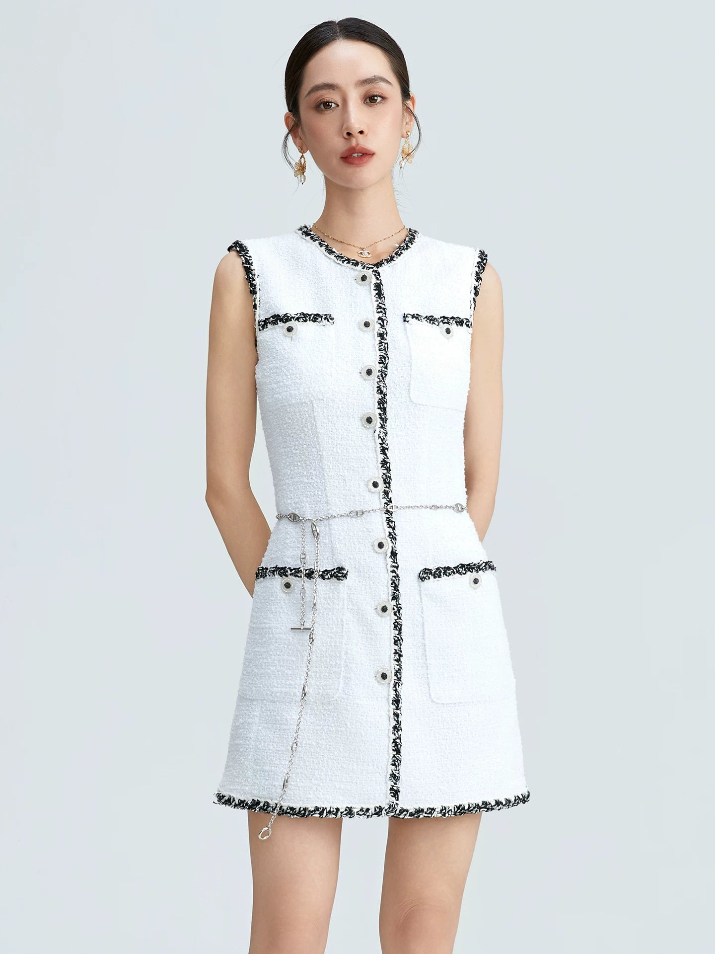 Summer new dress women's short sleeveless sexy vest high waist skirt high sense French pure desire
