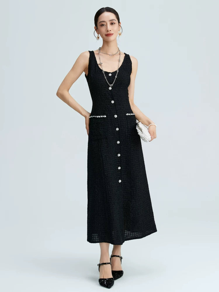 Dress women light luxury high sense star same temperament socialite waist thin silk small black dress