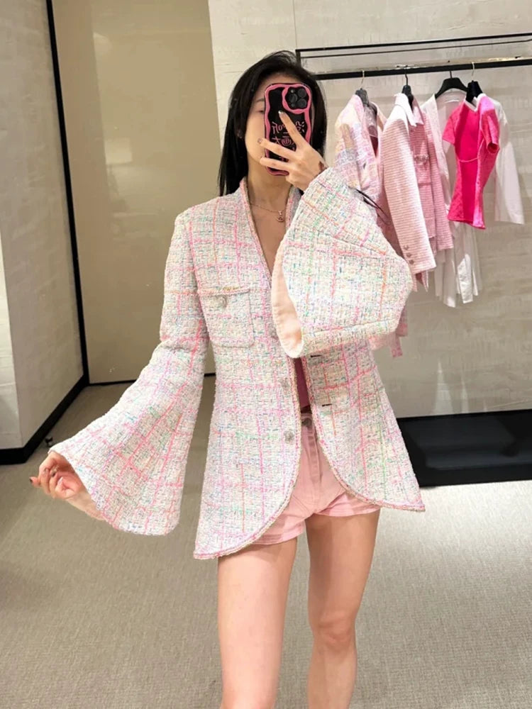 Early autumn new banquet suit elegant stand-up collar national style jacket women's slim sling vest hip shorts three-piece set