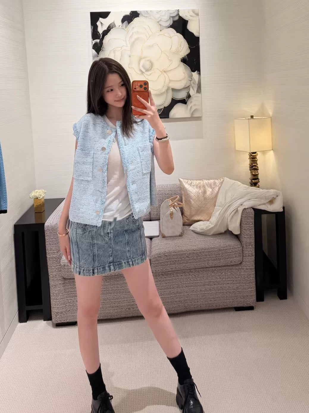 Spring and summer 26ss June, Nanyou 2026 spring and summer new tweed vest button decoration age-reducing senior temperament versatile sleeveless jacket