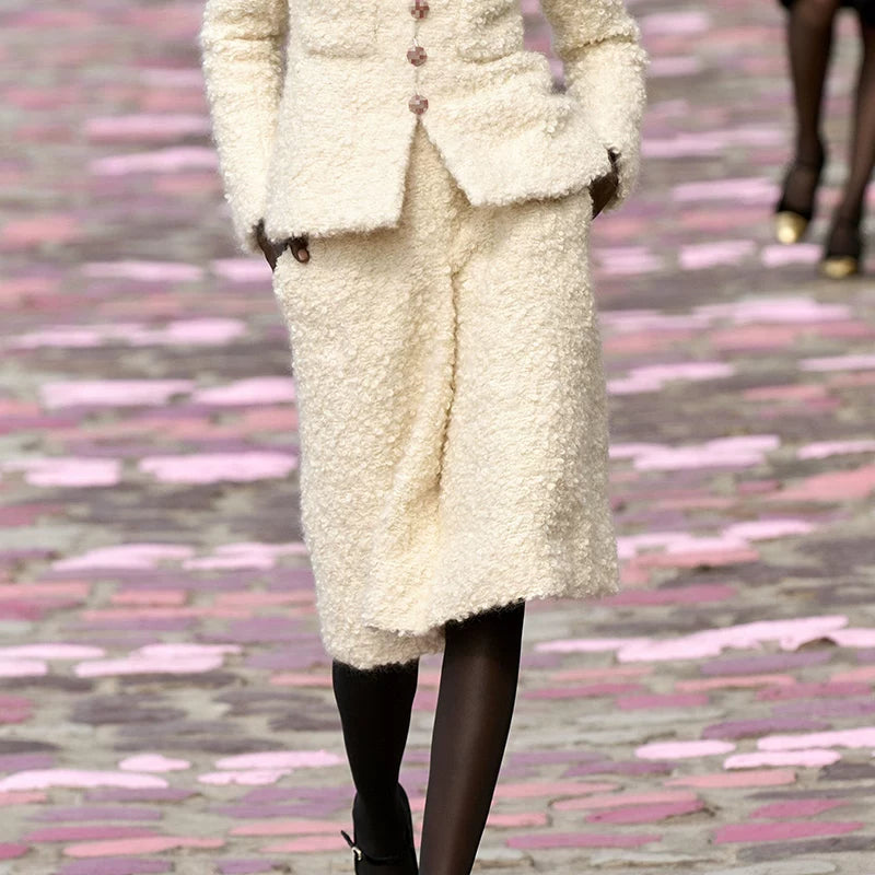 Autumn and winter wool jacket, women's skirt, celebrity temperament, tweed top, French light luxury haute couture suit