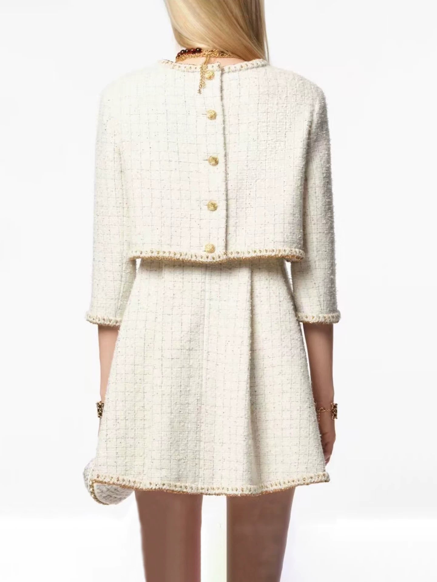 25 Autumn and winter suits, women's short coats, dresses, high-end temperament, socialites, heavy industry woven tweed