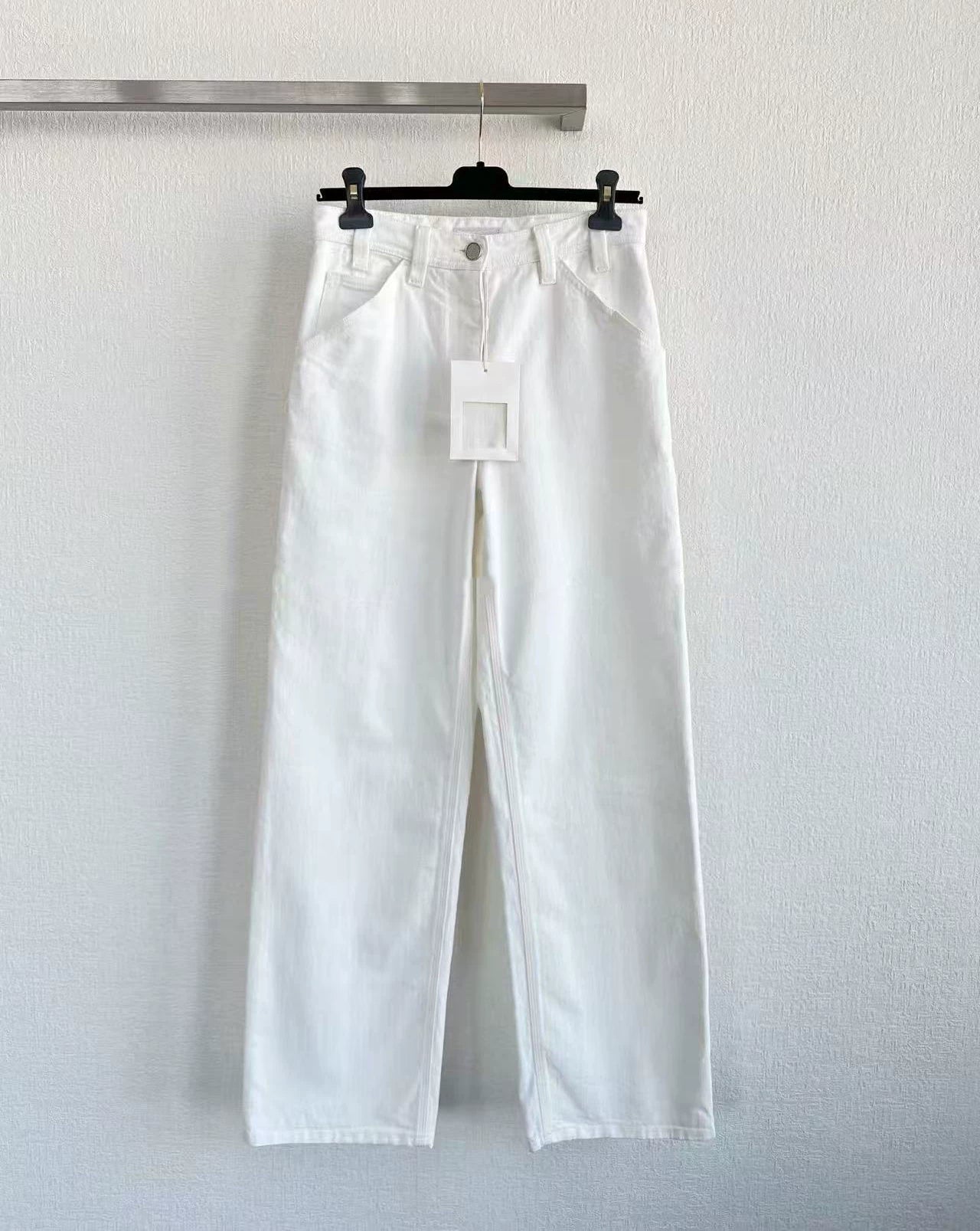 2026 early spring side letters low waist thin legs long denim jeans tooling pockets straight trousers women