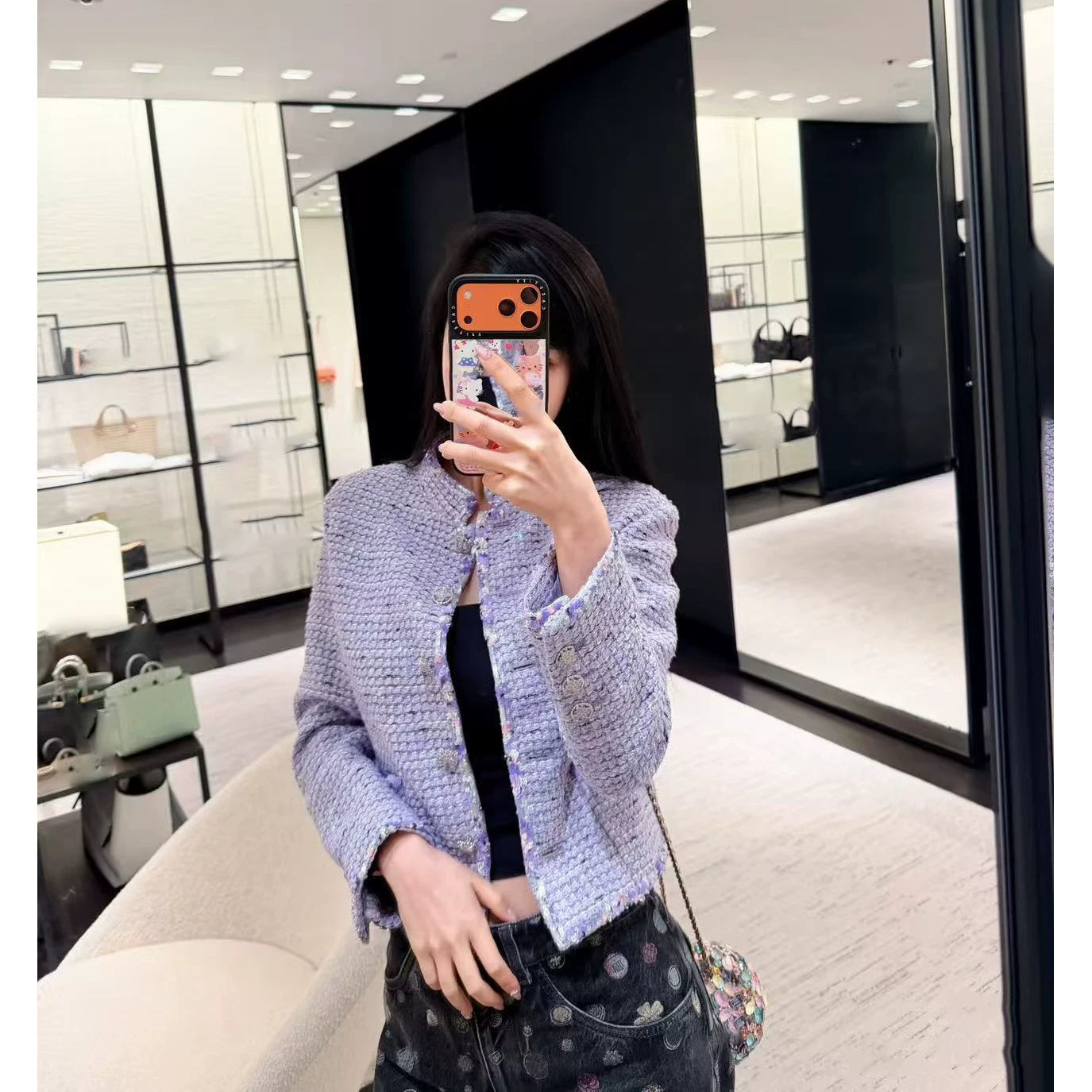 2026 early spring law high sense heavy industry weaving embroidery celebrity temperament thousand gold wind purple fine flash short coat women