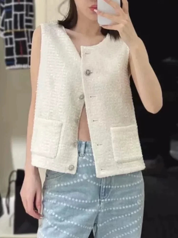 Tank top, thin sequined vest, fashionable foreign style fashion suit, summer straight wide-leg pants, a versatile set of femininity