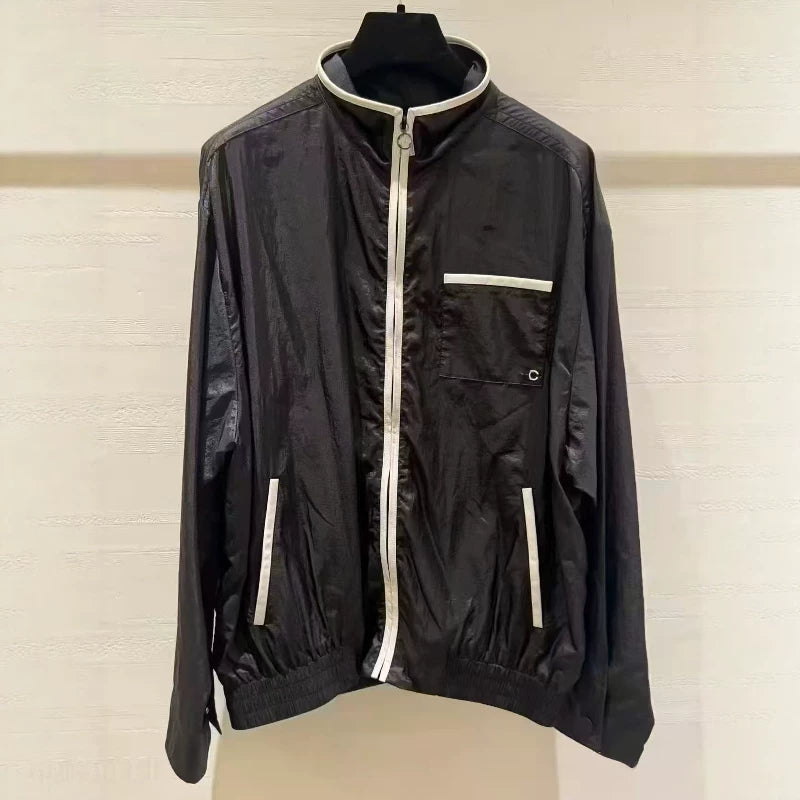 Spring and summer 26ss June, Nanyou haute couture 26M summer beach series white edge contrasting color high waist shorts stand-up collar zipper sunscreen jacket
