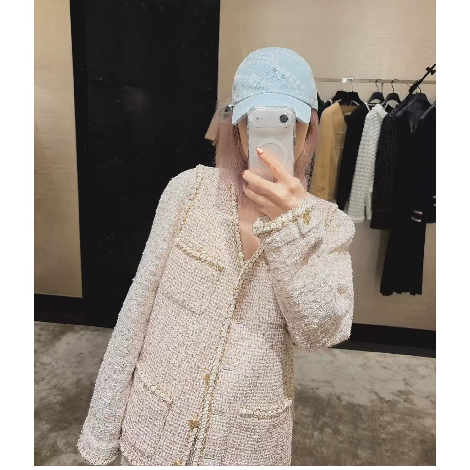 2026 early spring French high-end temperament heavy industry tweed woven fake two-piece vest jacket top