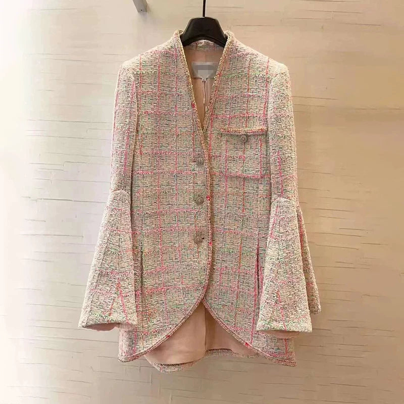 Early autumn new banquet suit elegant stand-up collar national style jacket women's slim sling vest hip shorts three-piece set