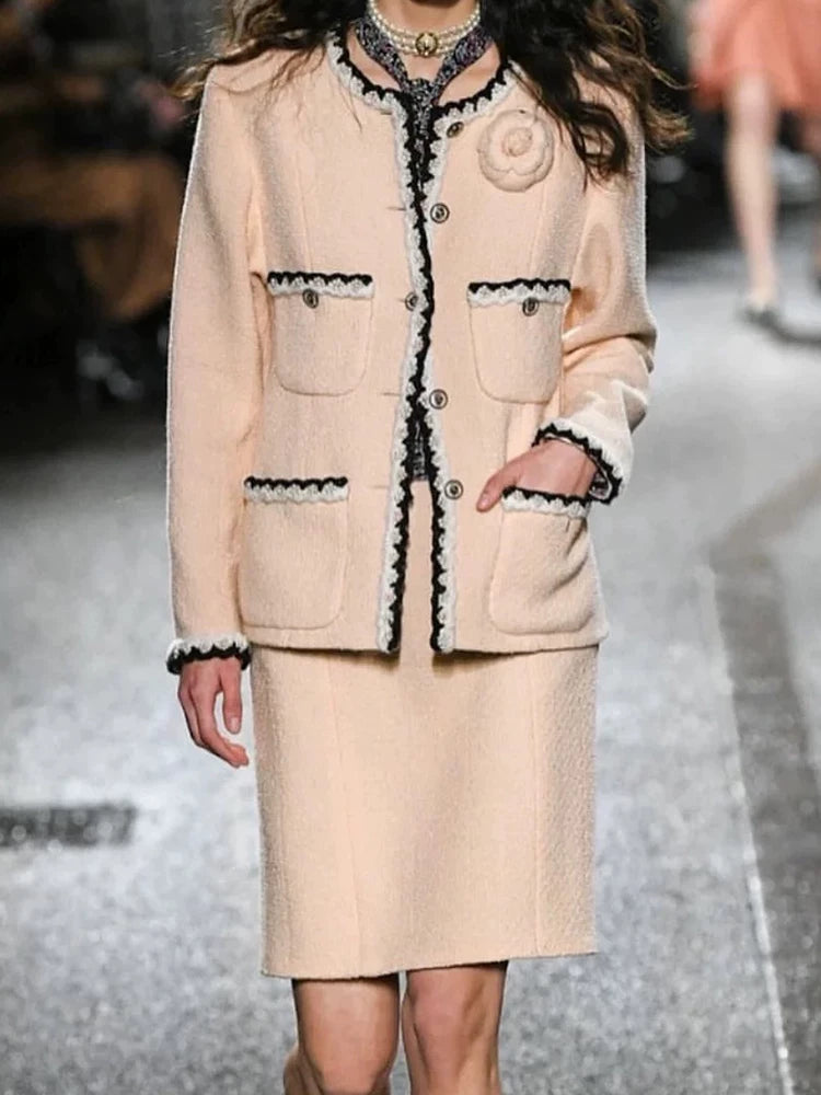 Early autumn suit, coat, skirt, thin mid-skirt, high-end tweed celebrity top, skirt, women's clothing