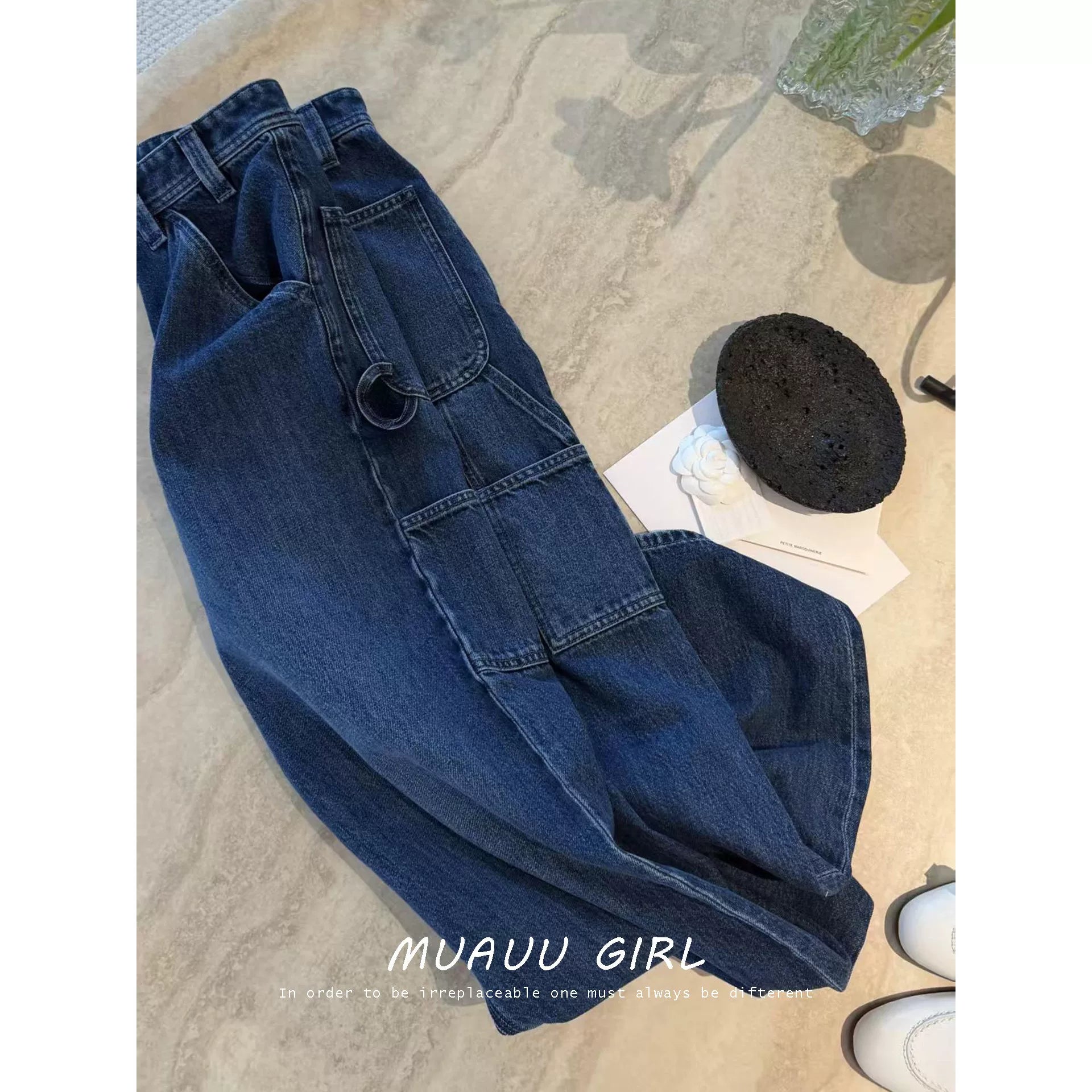 Spring and summer 26ss June MUAUU GIRL 3.25/star with the same 26S heavy original beef washed summer tooling shirt denim jacket