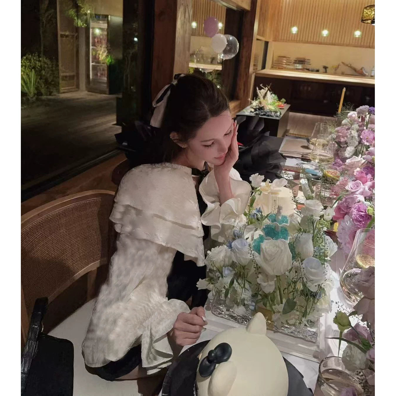 2026 early spring high-end heavy industry lotus leaf edge lace-up mulberry silk shawl cape fashion foreign style long-sleeved top women