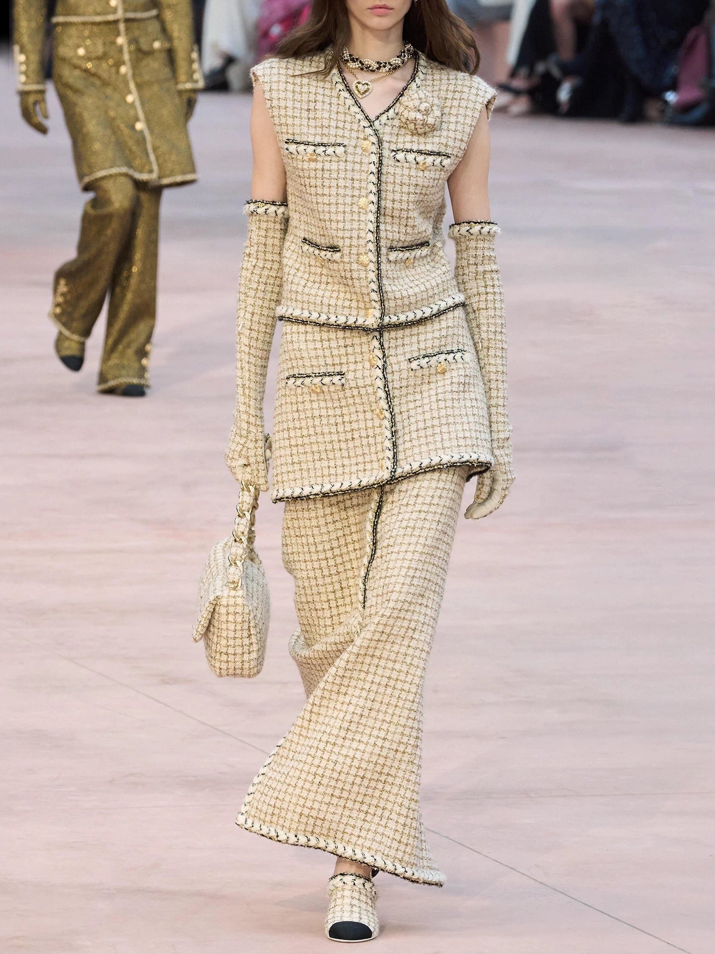 25 autumn and winter new suit, women's wool tweed vest skirt, celebrity temperament three-piece set women's clothing