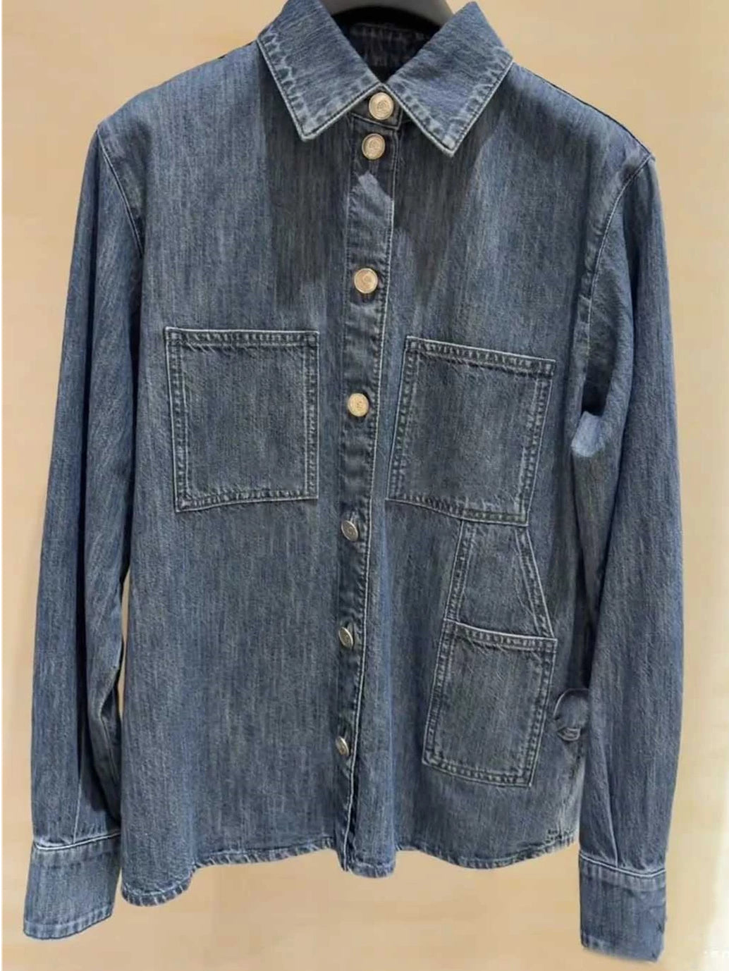 Spring and summer 26ss June, Nanyou tide brand 2026 spring and summer new side three-dimensional letter temperament versatile and thin lapel denim shirt top