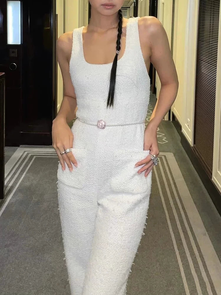 Gin Zhini same celebrity vest jumpsuit women's jumpsuit 2025 haute couture new wide-leg pants