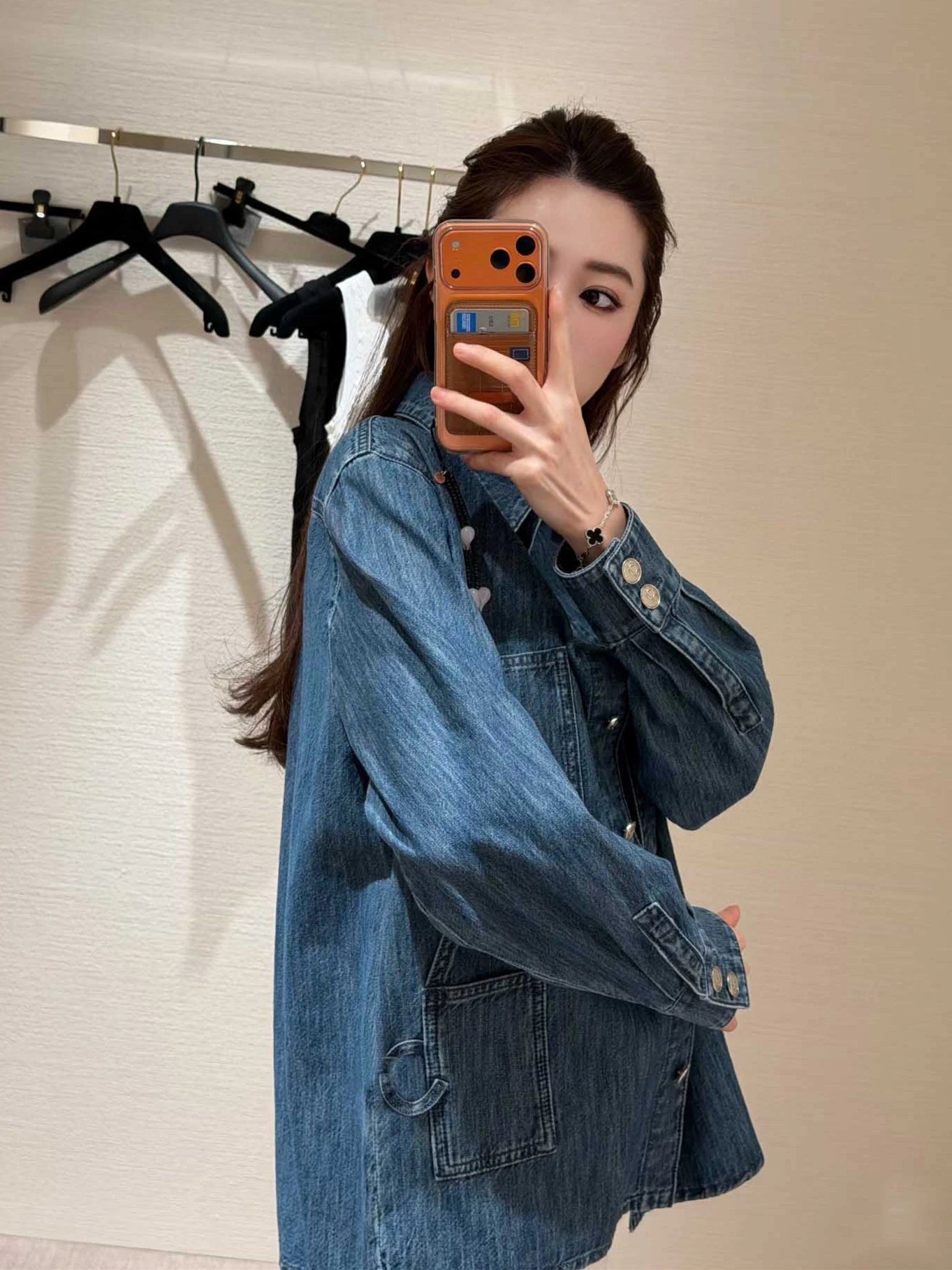 Spring and summer 26ss June, Nanyou tide brand 2026 spring and summer new side three-dimensional letter temperament versatile and thin lapel denim shirt top