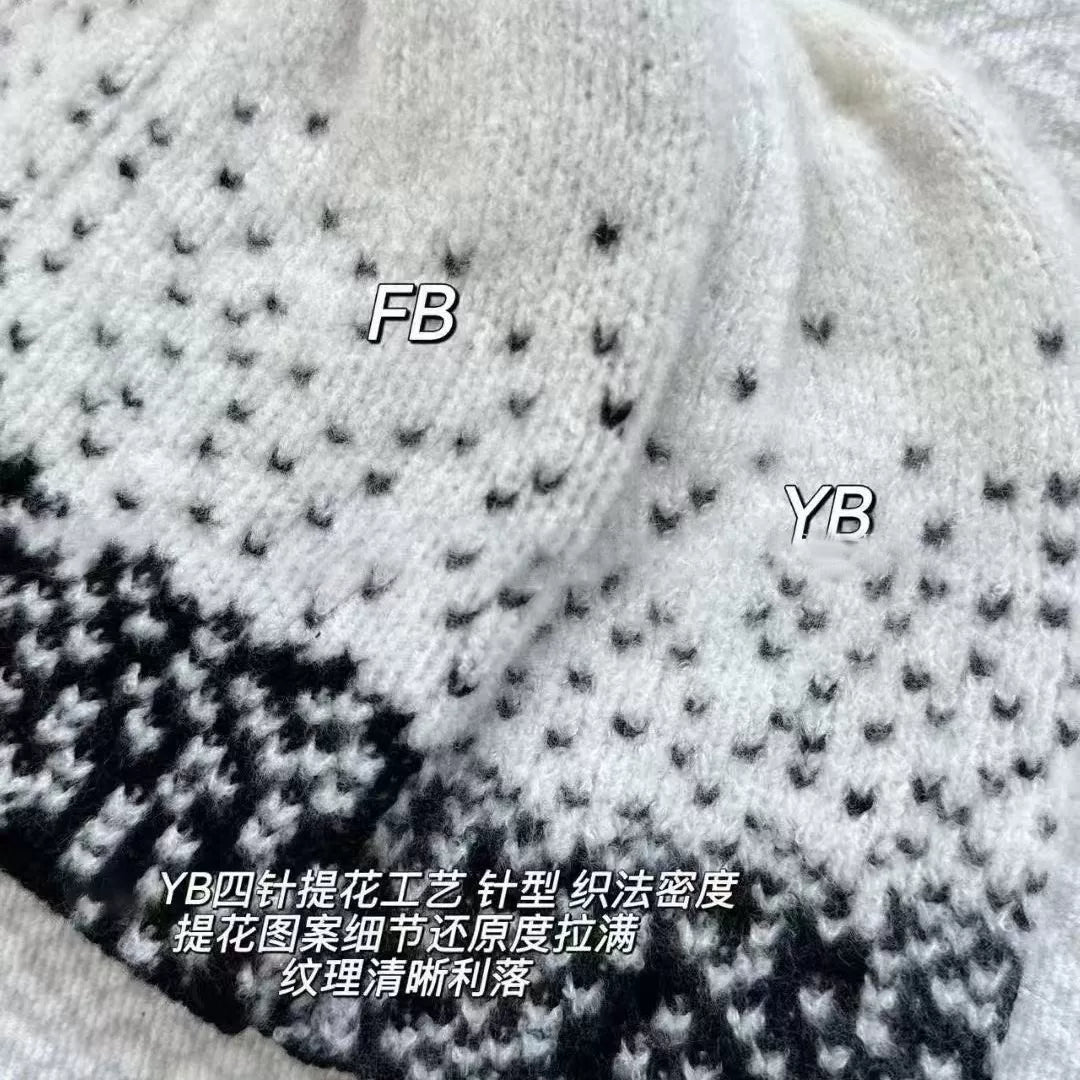 2025 autumn and winter models contrasting colors heavy industry embroidery snowflake pattern fashionable cashmere cold hat + scarf shawl scarf women