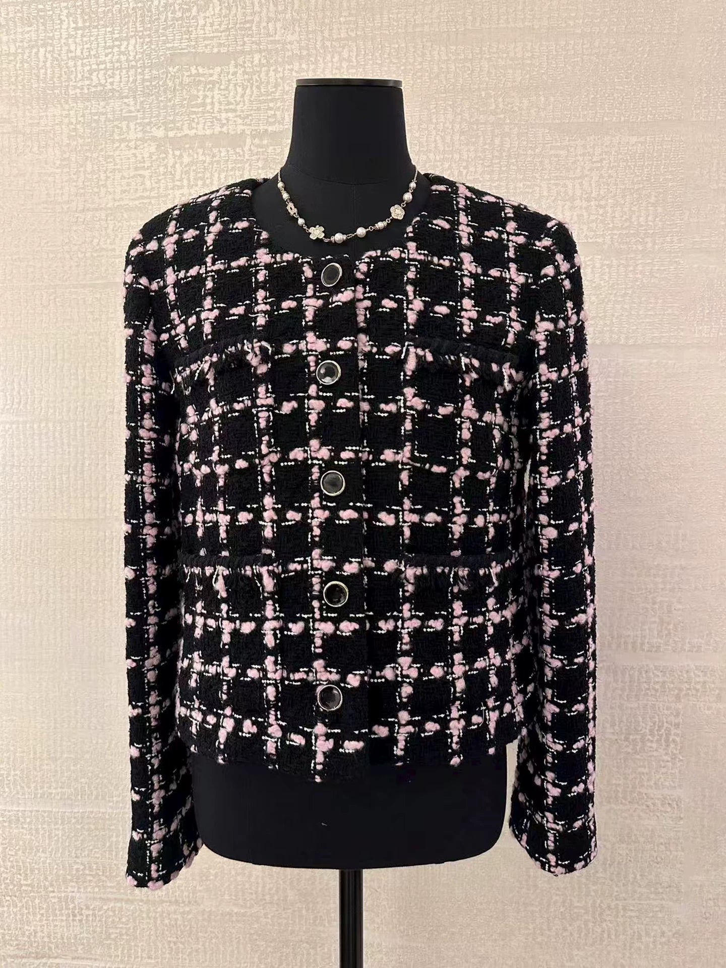 Autumn and winter suit women's short coat half skirt high-end temperament socialite heavy industry woven plaid tweed