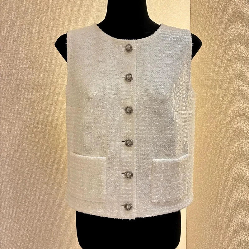 Tank top, thin sequined vest, fashionable foreign style fashion suit, summer straight wide-leg pants, a versatile set of femininity