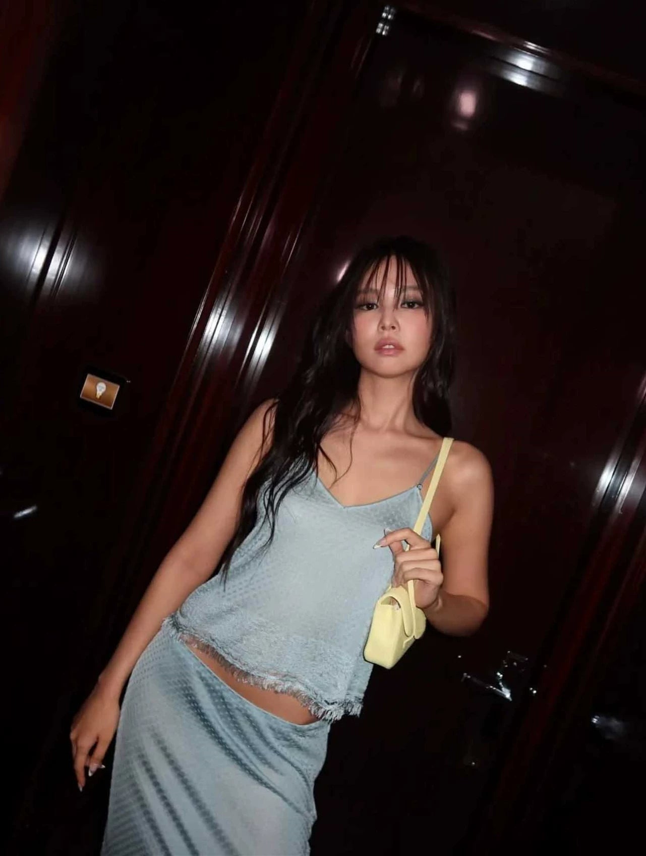 Spring/Summer 26SS June Nanyou Trendy Brand 2026 Spring/Summer New Hem Flowing Shoulders Lightweight Breathable Silky Versatile Slip Strap Camisole + Skirt