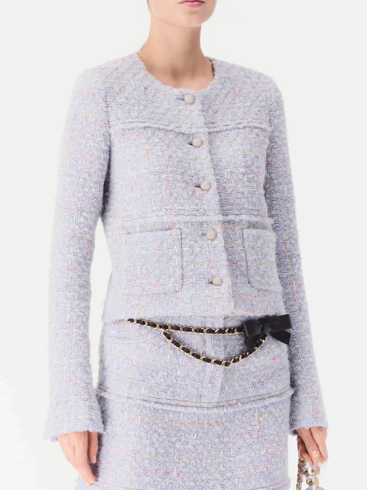 Suit Women's Short Jacket Half Skirt High-end Temperament Celebrity Heavy Industry Weaving Plaid 25 New Autumn and Winter