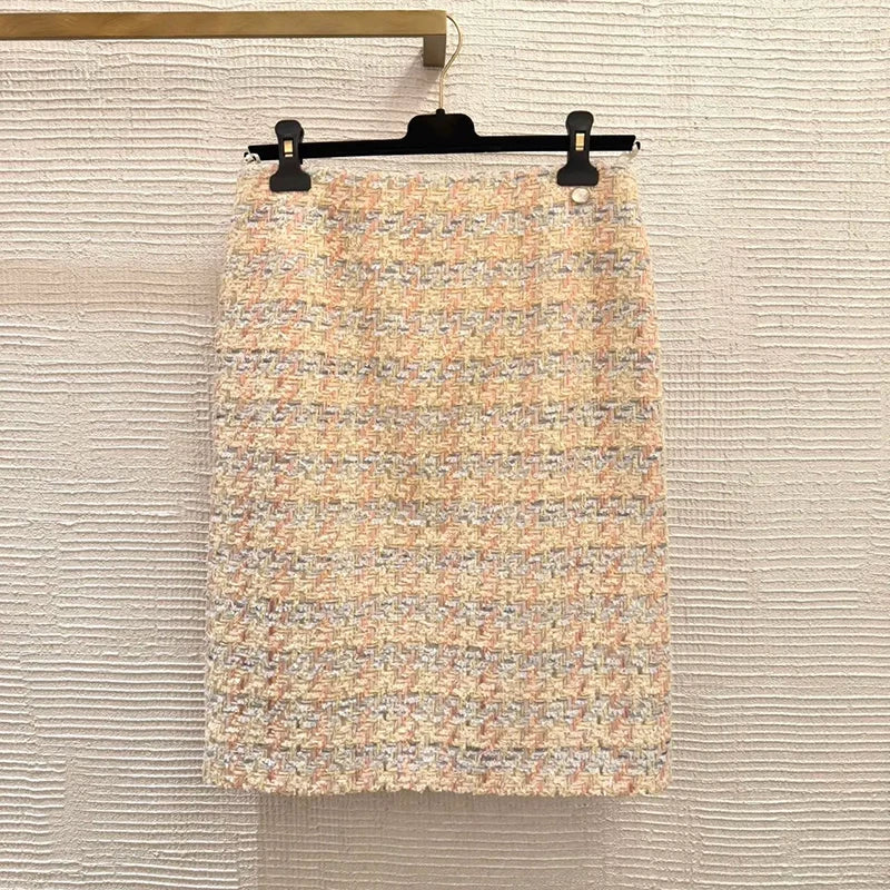 25 Early Spring Wool Tweed Set Jacket Jacket Skirt Celebrity Temperament Two-piece Set Premium Sense