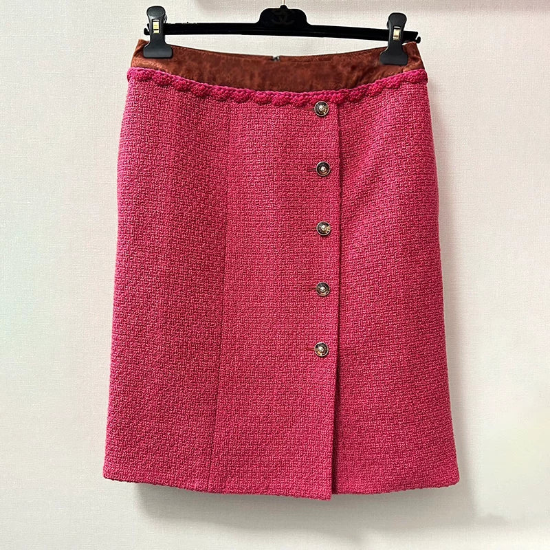25 coats, women's stand-up collar, short skirts, vest sets, wool tweed, rose red, celebrity temperament women's clothing