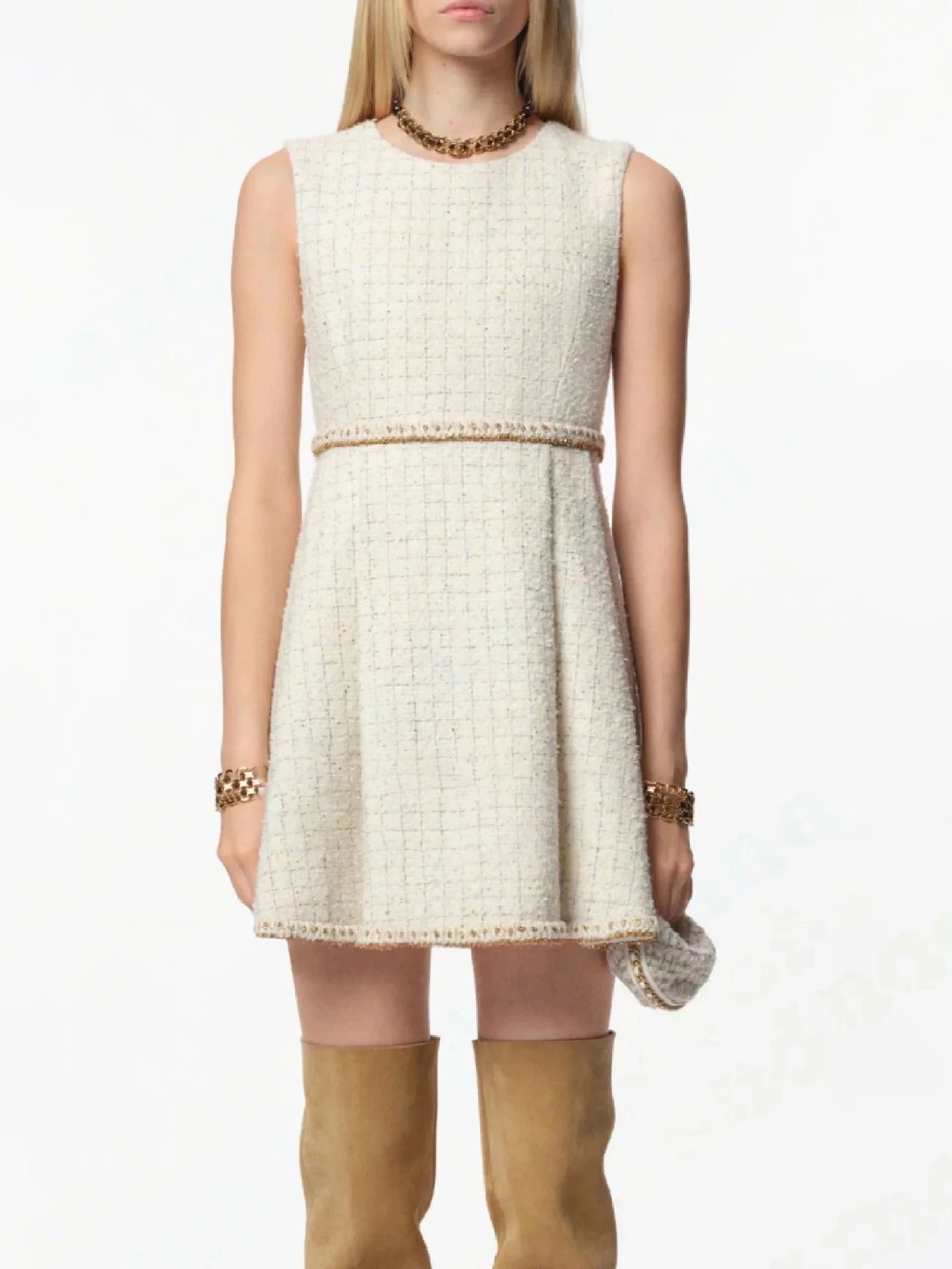 25 Autumn and winter suits, women's short coats, dresses, high-end temperament, socialites, heavy industry woven tweed