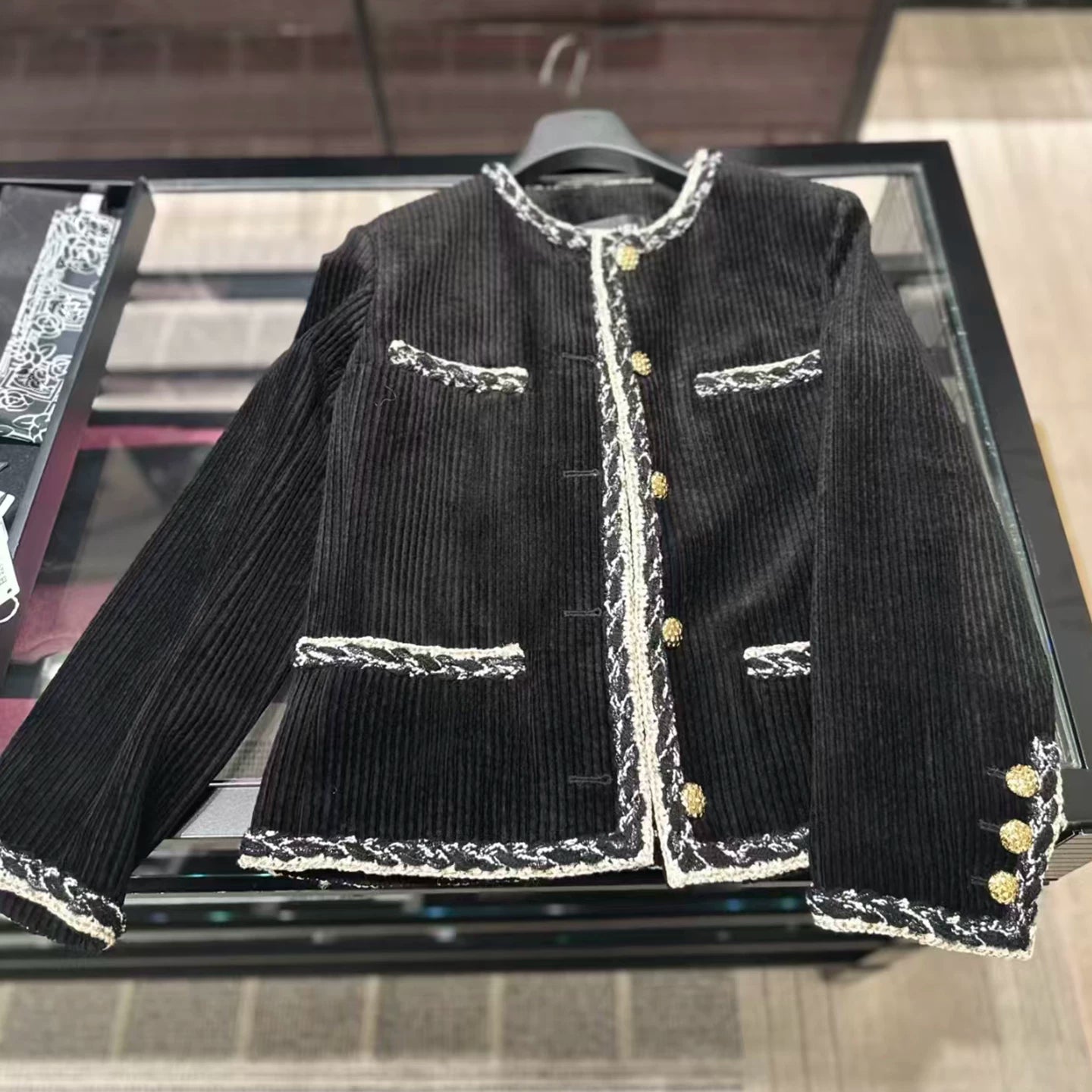 Celebrity temperament high-end suit jacket women's jacket short wide-leg pants corduroy two-piece set