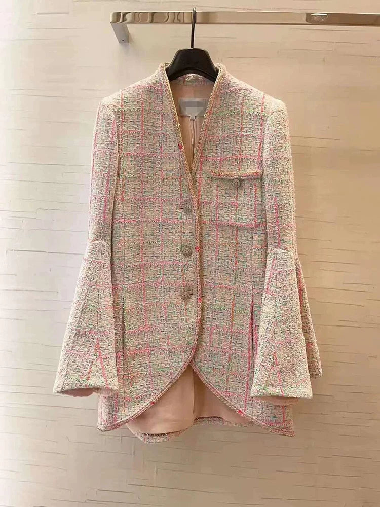 Early autumn new banquet suit elegant stand-up collar national style jacket women's slim sling vest hip shorts three-piece set